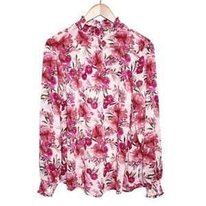 New with Tag Women's Torrid Floral Turtleneck Sheer Long Sleeve Feminine Blouse